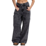 Vintage Low-Visibility Acid Grey Wash Utility Cargo Wide-Leg Jeans, for Tomboy, Transgender Men, FTM, Non-binary