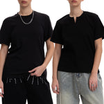 2 Pack- Right-Angle T-shirt (Round + V Neck) for Tomboy, Transgender Men, FTM, Non-binary