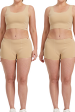 3 Pack- Beige Bonded Kit: 1 Seamless Compression Bra + 2 Invisible Boy Shorts for Tomboy, Transgender Men, FTM, Non-binary
