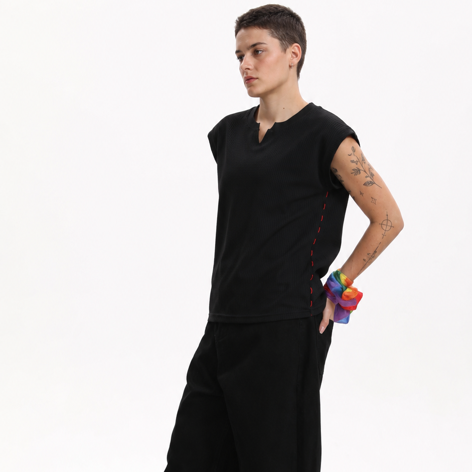 MASC MOTION™ Waffle Quick-Dry V-Neck Muscle Vest for Tomboy, Trans Masc, FTM, Non-binary