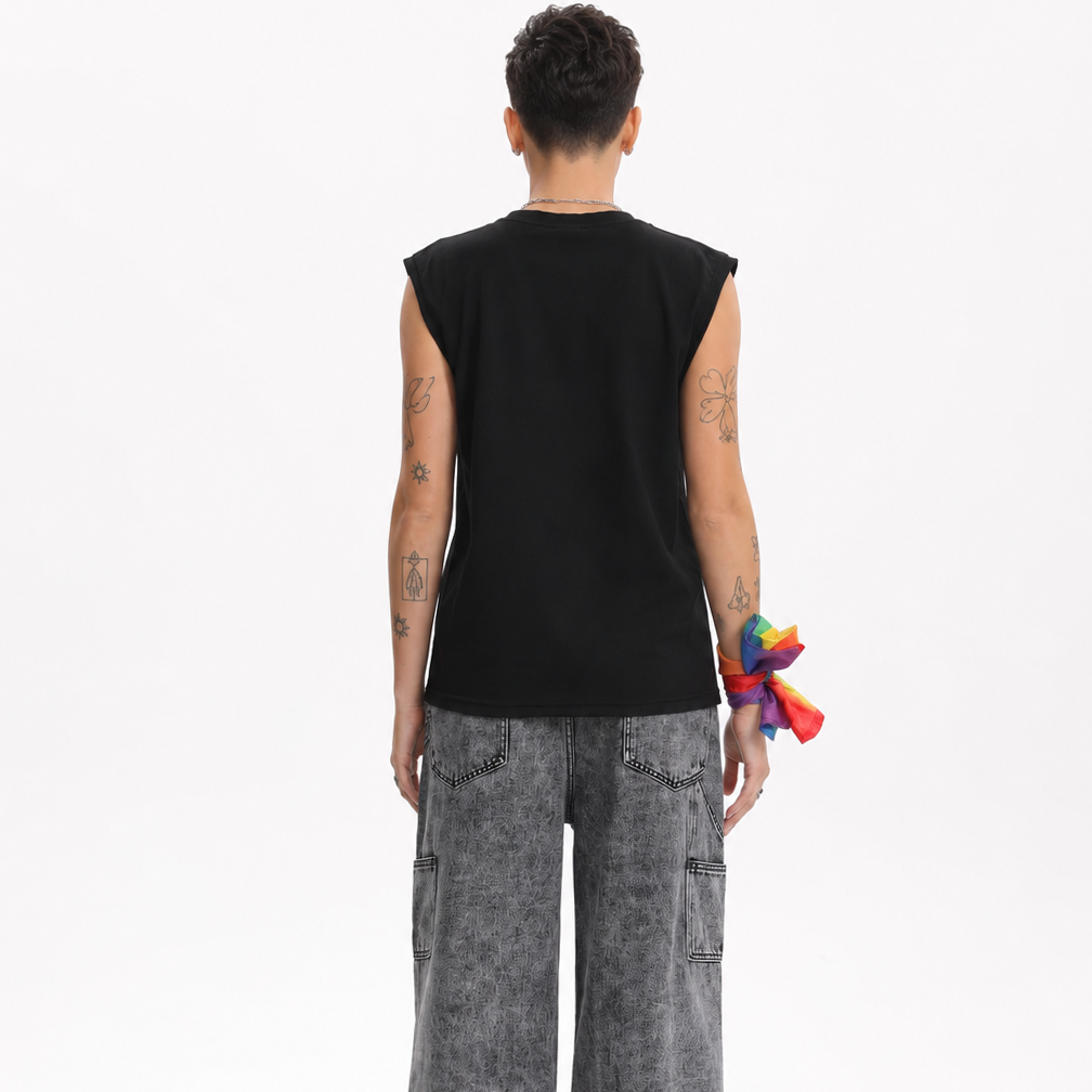 MASC MOTION™ Quick-Dry Muscle Vest / Side Mesh Panels for Tomboy, Trans Masc, FTM, Non-binary