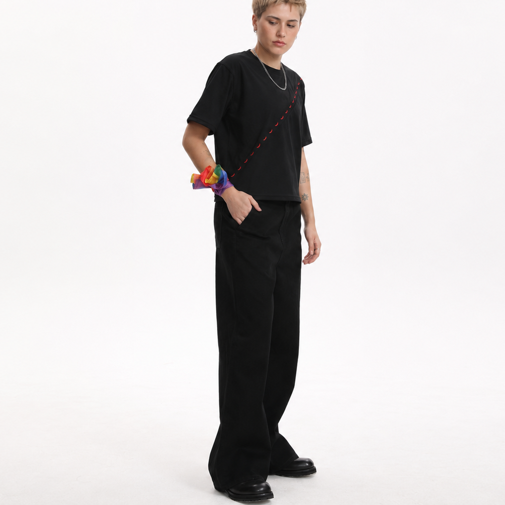 [BOGO FREE] Low-Visibility Classic Black Tailored Wide-Leg Jeans, for Tomboy, Transgender Men, FTM, Non-binary