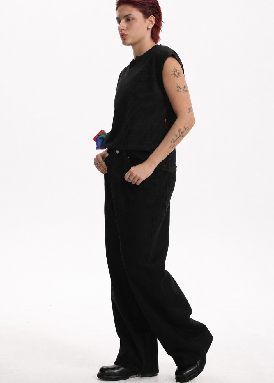 [BOGO FREE] Low-Visibility Classic Black Wide-Leg Jeans, for Tomboy, Transgender Men, FTM, Non-binary