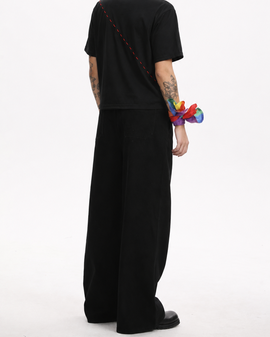 [BOGO FREE] Low-Visibility Classic Black Tailored Wide-Leg Jeans, for Tomboy, Transgender Men, FTM, Non-binary