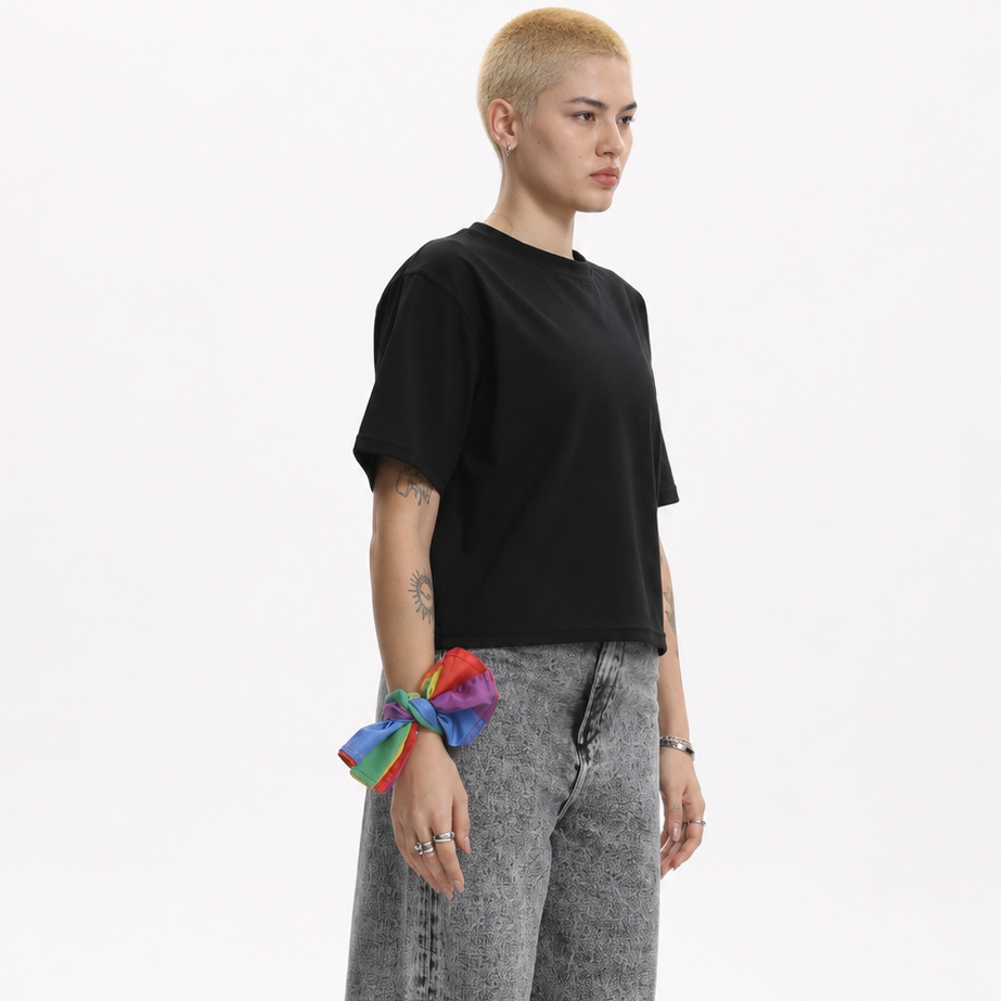 MASC-FIT RESHAPE™ Cotton Boxy Tee w/Back Logo Tape for Tomboy, Trans Masc, FTM, Non-binary