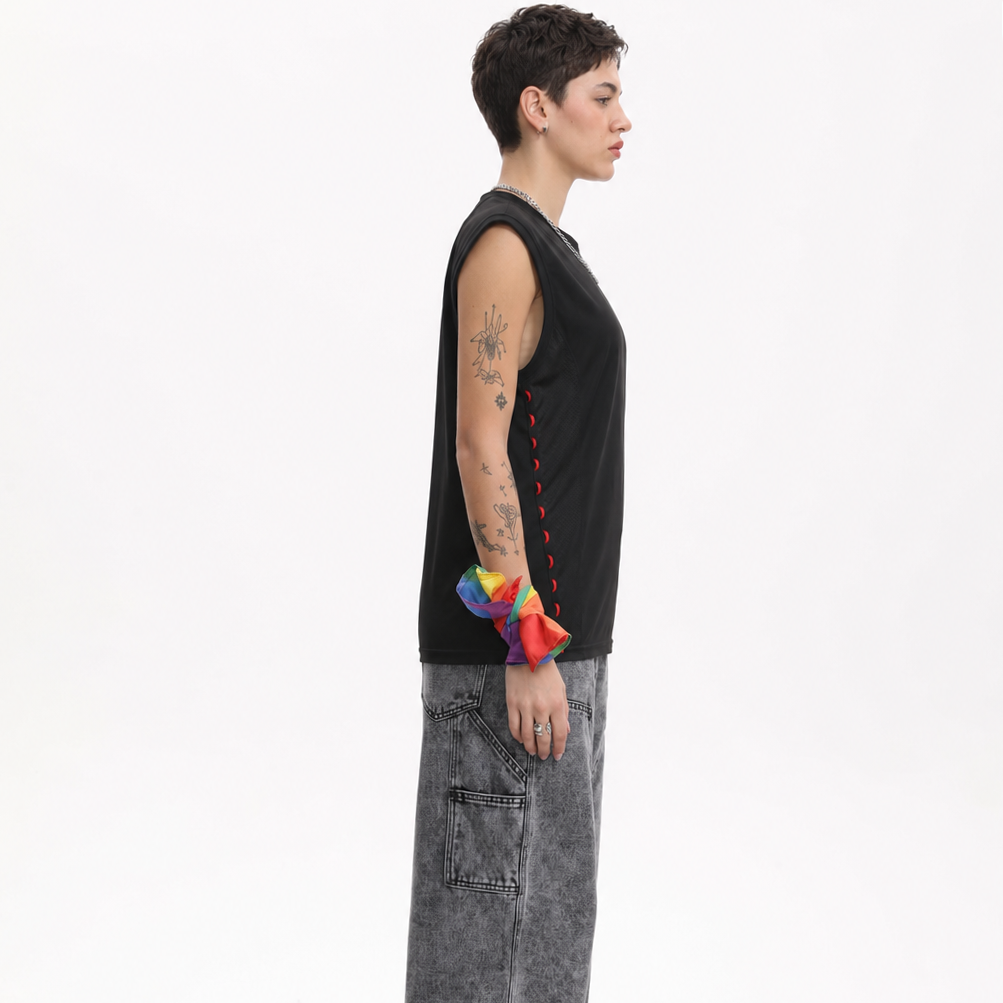 MASC MOTION™ Quick-Dry Muscle Vest / Side Mesh Panels for Tomboy, Trans Masc, FTM, Non-binary