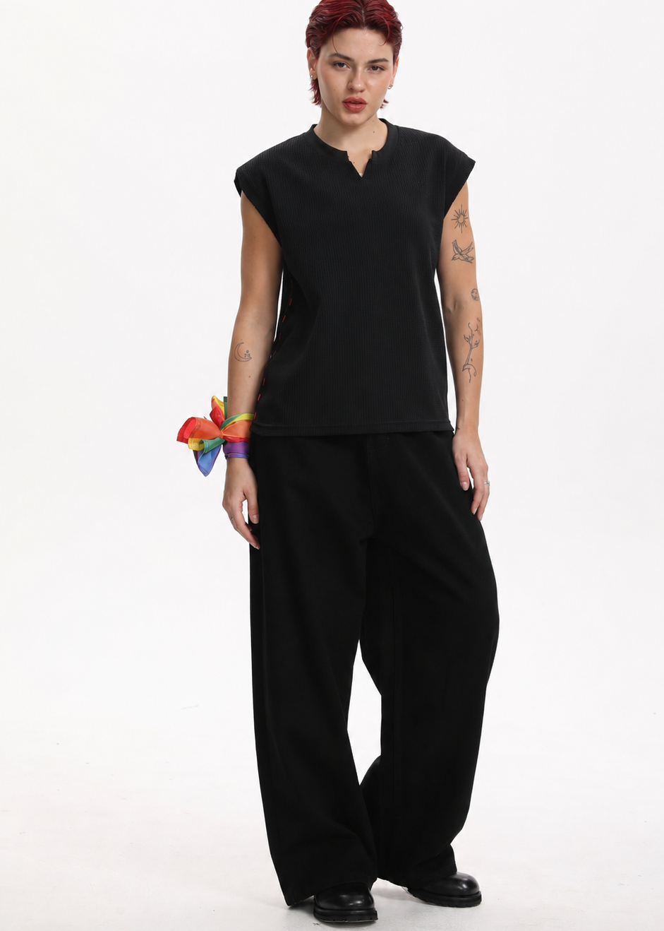 [BOGO FREE] Low-Visibility Classic Black Wide-Leg Jeans, for Tomboy, Transgender Men, FTM, Non-binary