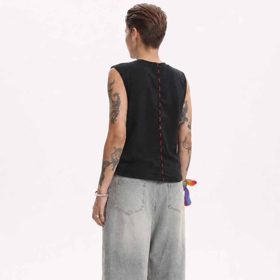 MASC MOTION™ Quick-Dry Fine Mesh Muscle Tank w/ Curved Hem for Tomboy, Trans Masc, FTM, Non-binary