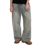 Y2K Low-Visibility Vintage Azure Radiant Wide-Leg Jeans, for Tomboy, Transgender Men, FTM, Non-binary