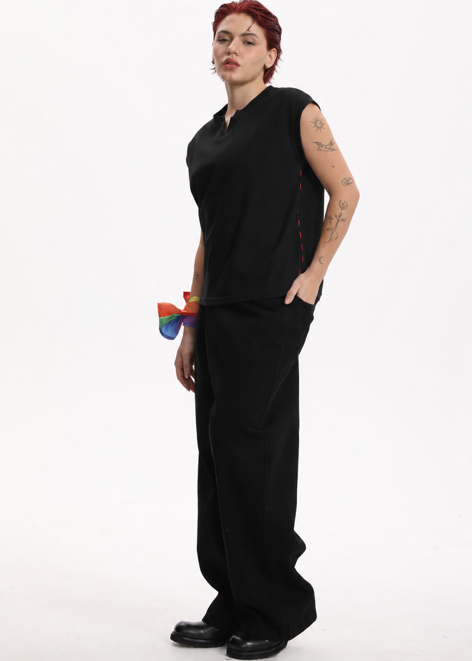 [BOGO FREE] Low-Visibility Classic Black Wide-Leg Jeans, for Tomboy, Transgender Men, FTM, Non-binary