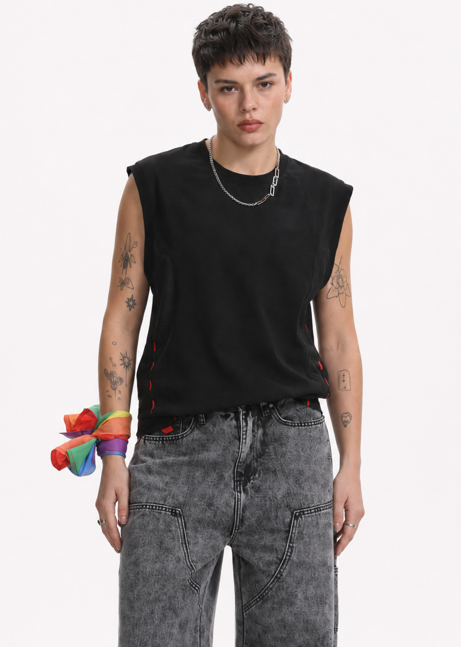 MASC MOTION™ Quick-Dry Muscle Vest / Side Mesh Panels for Tomboy, Trans Masc, FTM, Non-binary