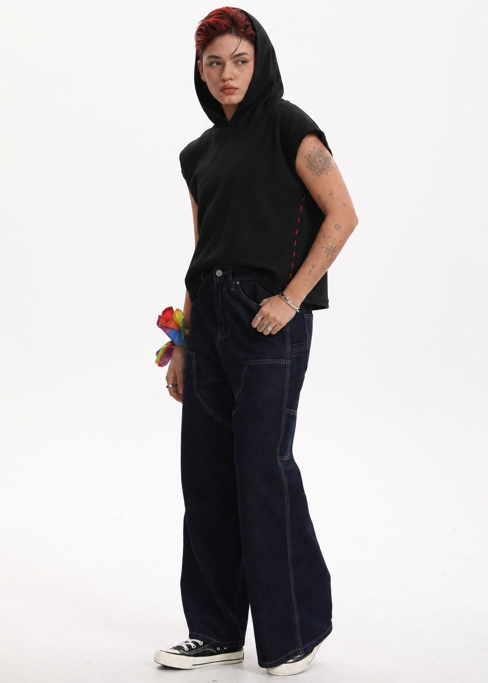 MASC MOTION™ Waffle Quick-Dry Sleeveless Hoodie Vest for Tomboy, Trans Masc, FTM, Non-binary