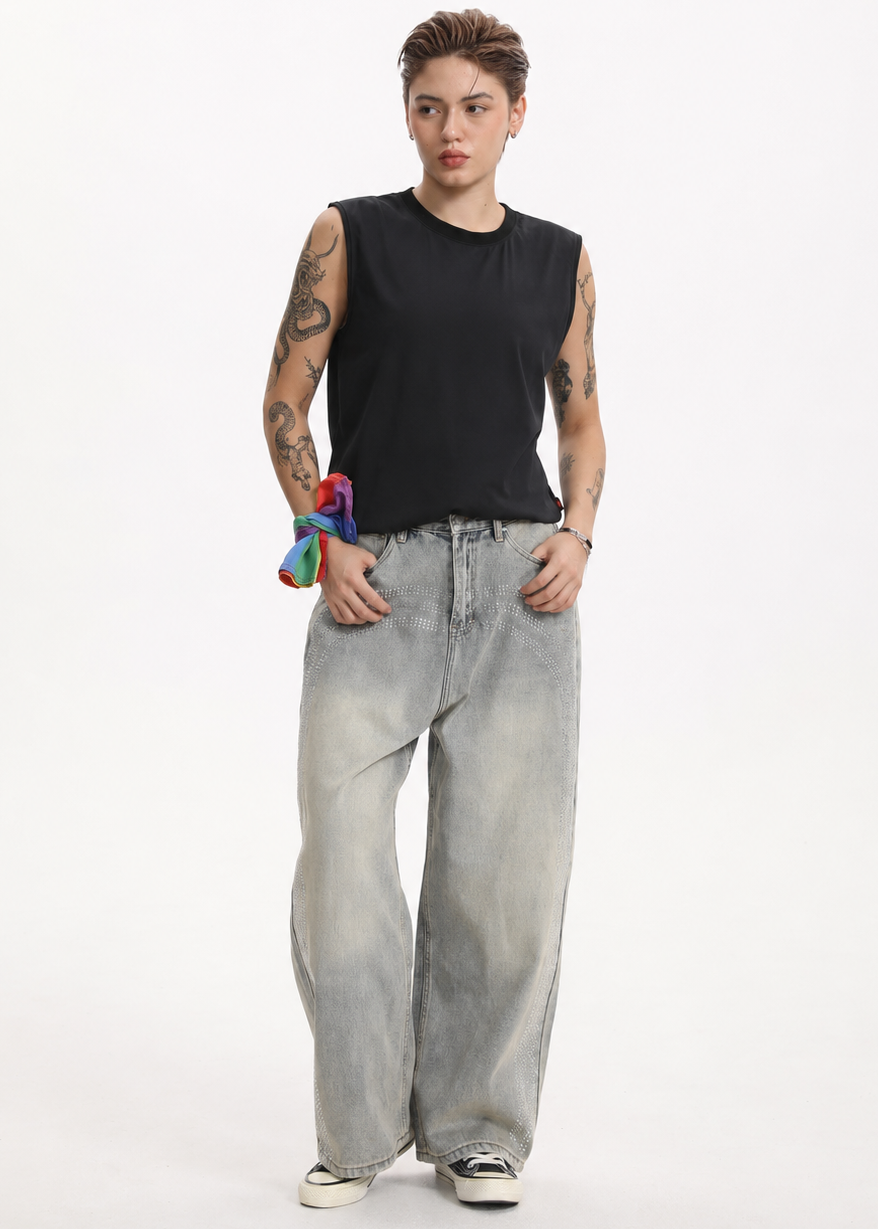 MASC MOTION™ Quick-Dry Fine Mesh Muscle Tank w/ Curved Hem for Tomboy, Trans Masc, FTM, Non-binary