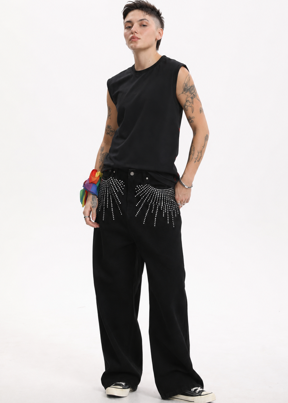 MASC MOTION™ Quick-Dry Fine Mesh Muscle Tank w/ Logo Tape for Tomboy, Trans Masc, FTM, Non-binary