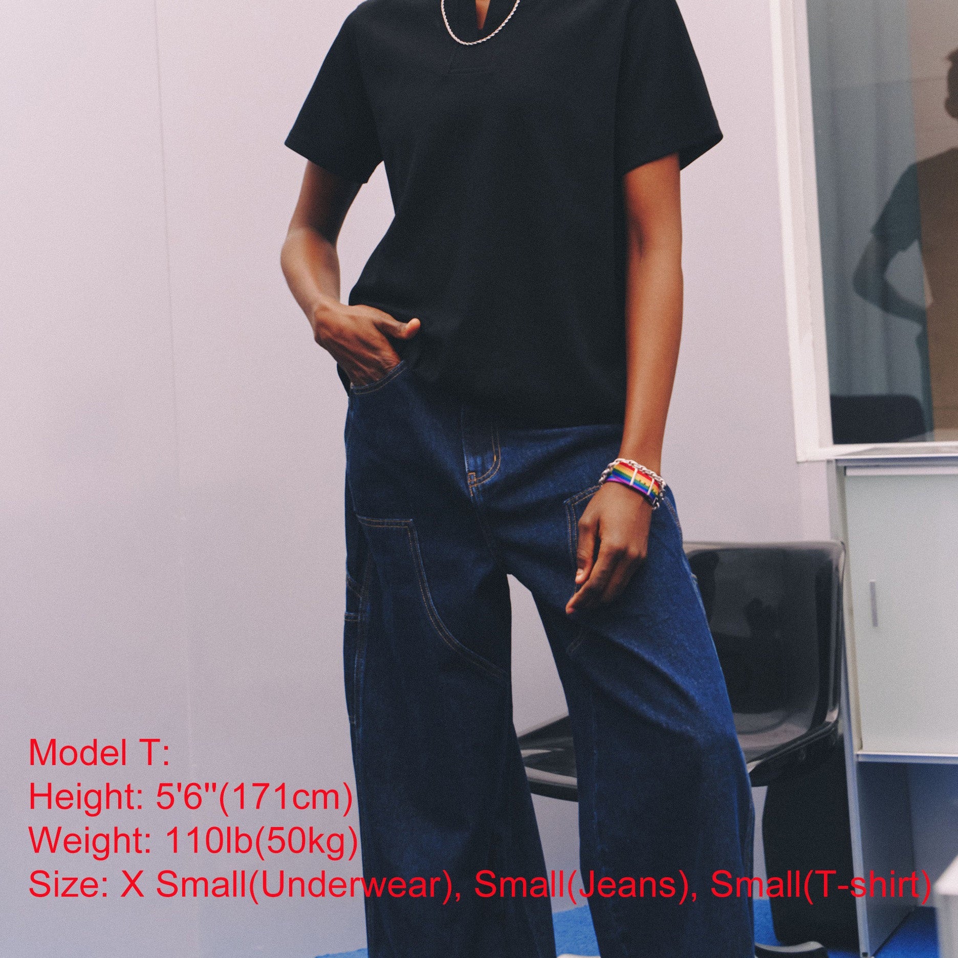 Low-Visibility Deep Indigo Utility Cargo Wide-Leg Jeans, for Tomboy, Transgender Men, FTM, Non-binary