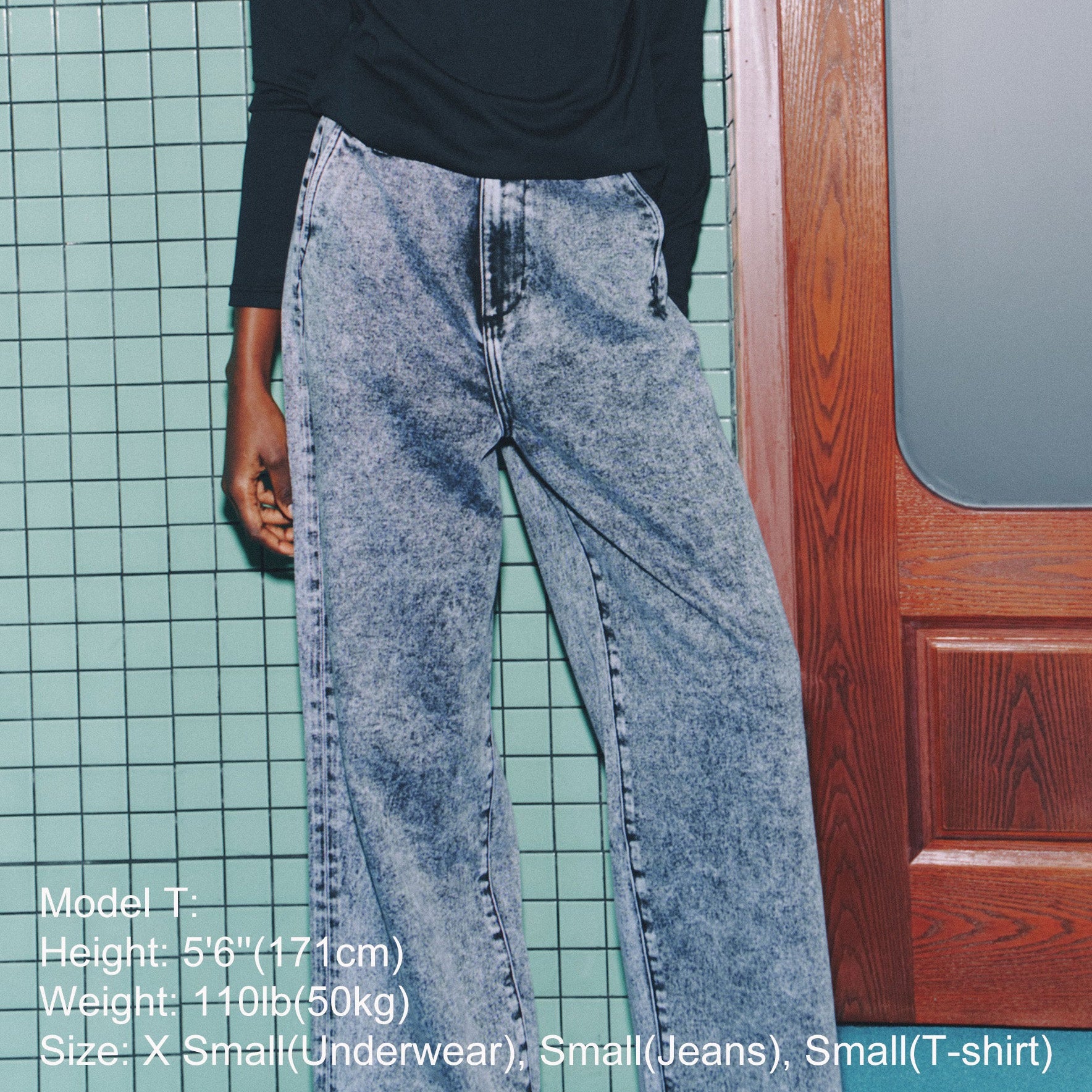 Low-Visibility Vintage Grey Wash Tailored Wide-Leg Jeans, for Tomboy, Transgender Men, FTM, Non-binary