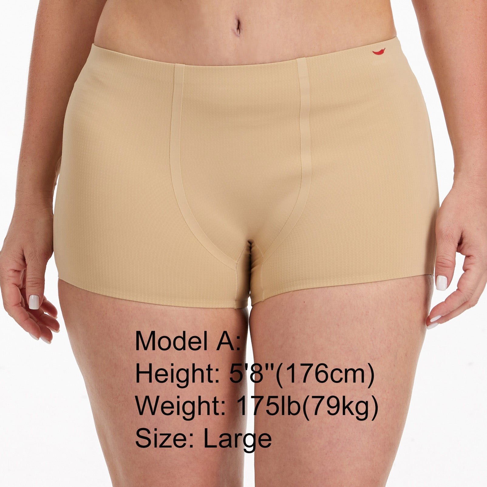 3 Pack- Beige Seamless Bonded Invisible Boy Shorts for Tomboy, Transgender Men, FTM, Non-binary