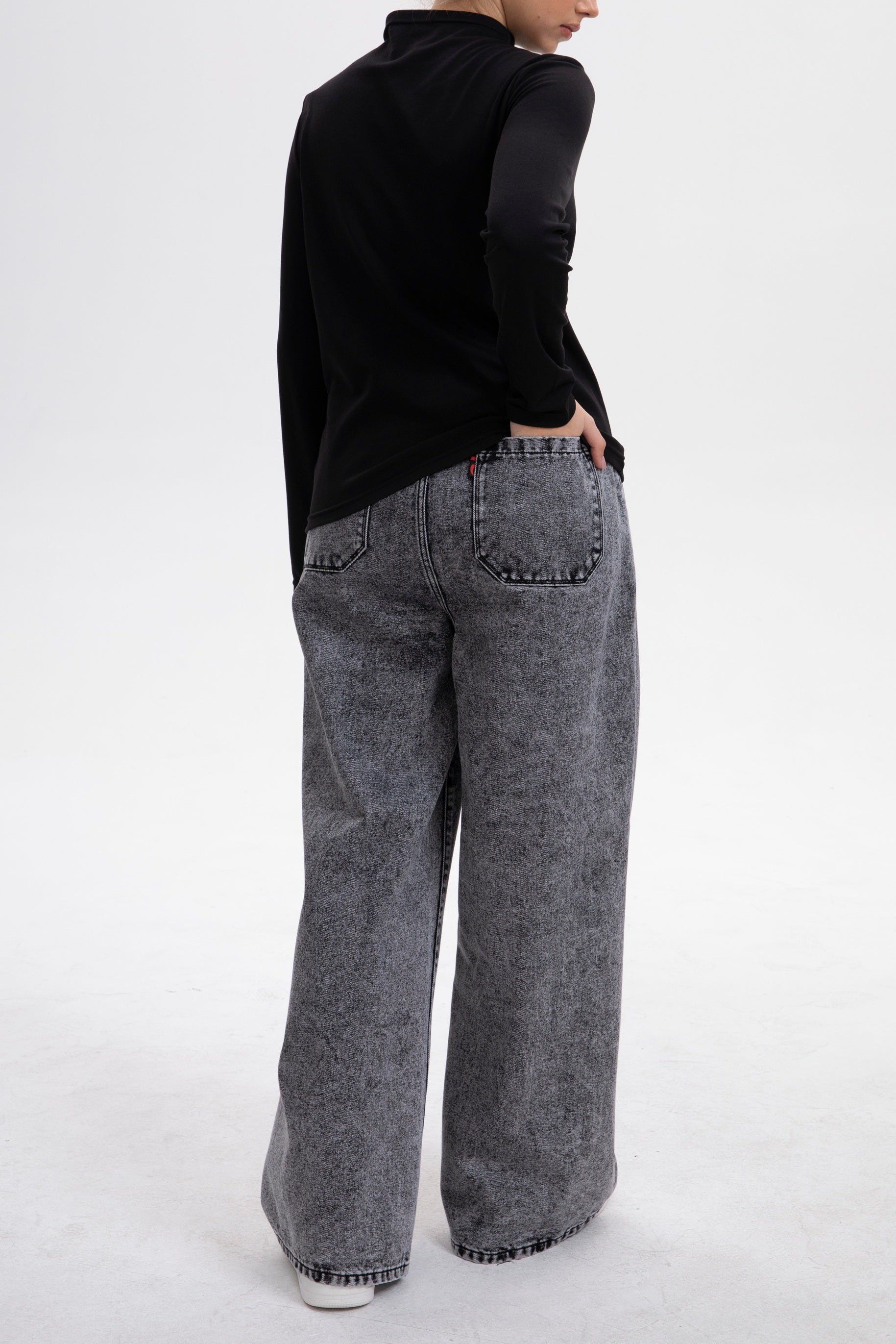 [BOGO FREE] Low-Visibility Vintage Grey Wash Tailored Wide-Leg Jeans, for Tomboy, Transgender Men, FTM, Non-binary