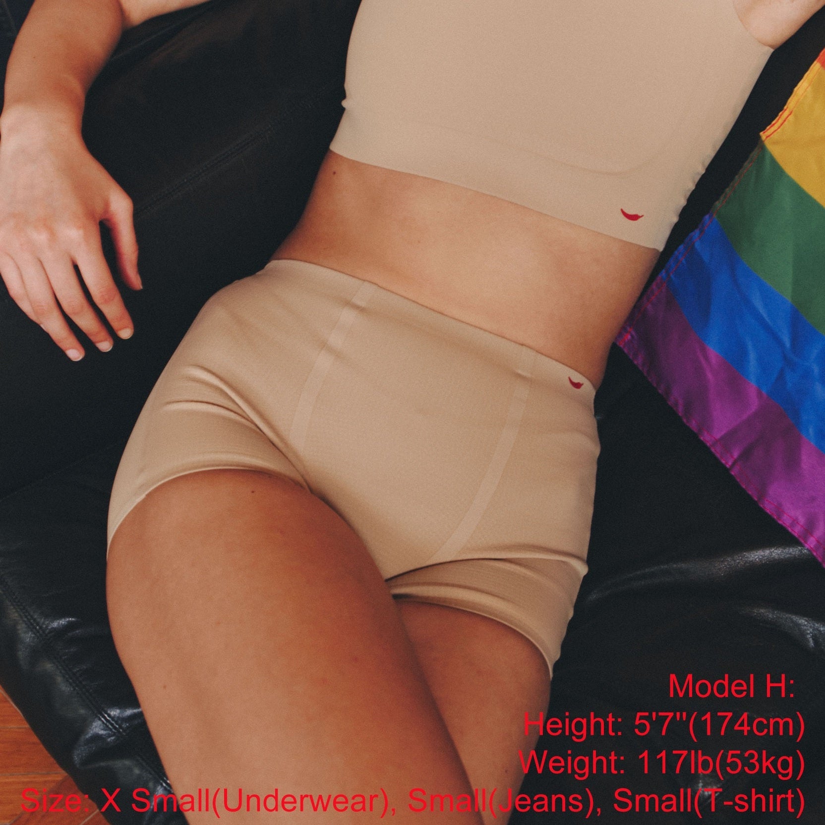 3 Pack- Beige Bonded Kit: 1 Seamless Compression Bra + 2 Invisible Boy Shorts for Tomboy, Transgender Men, FTM, Non-binary