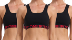 3 Pack- Black Cotton Essentials Soft Bra for Tomboy, Transgender Men, FTM, Non-binary