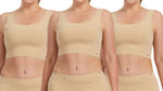 3 Pack- Beige Compression Bonded Seamless Bra for Tomboy, Transgender Men, FTM, Non-binary
