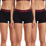 3 Pack- Black Cotton Essentials Signature Boy Shorts for Tomboy, Transgender Men, FTM, Non-binary