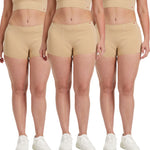 3 Pack- Beige Seamless Bonded Invisible Boy Shorts for Tomboy, Transgender Men, FTM, Non-binary