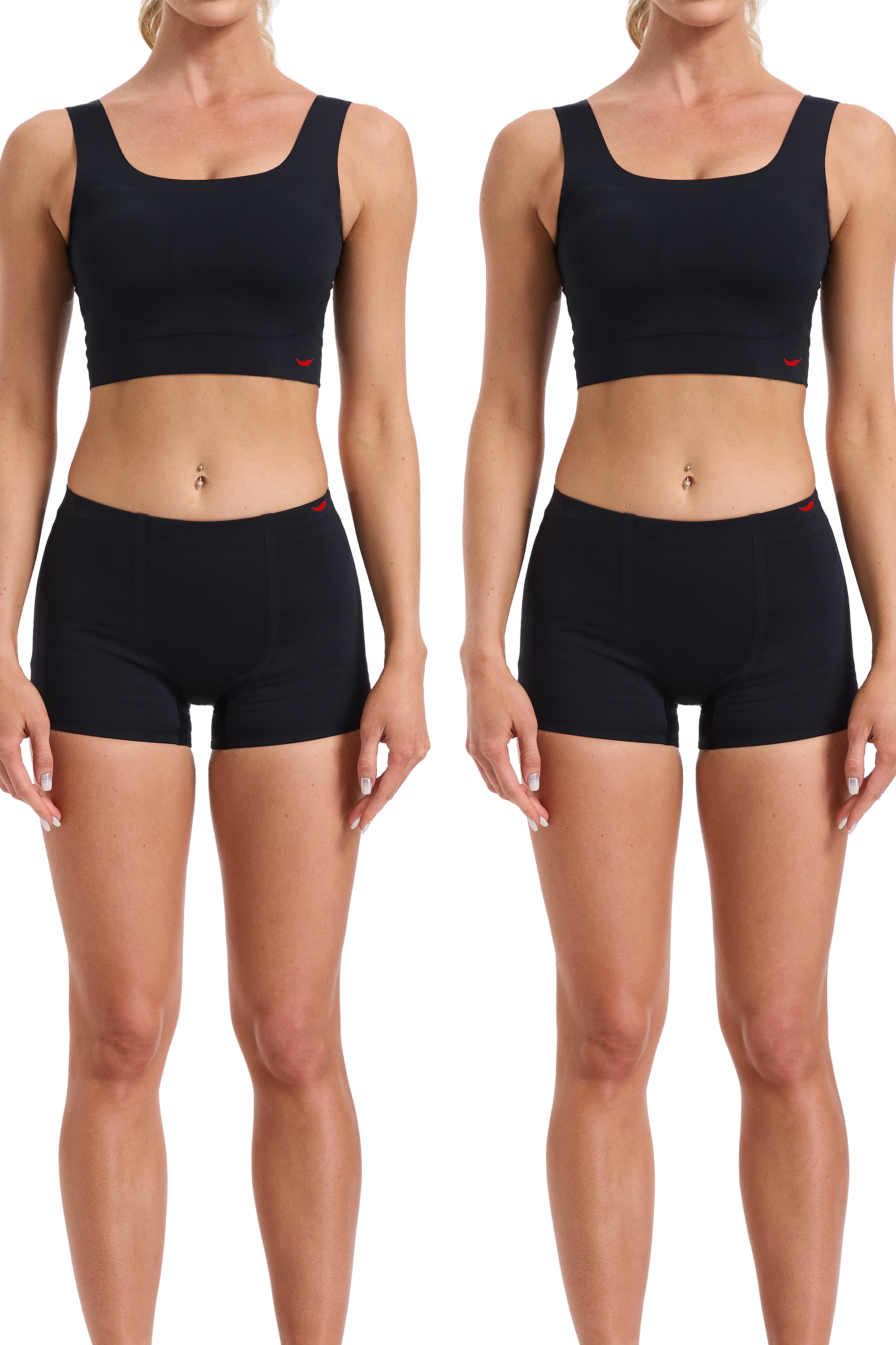 3 Pack- Black Bonded Kit: 1 Compression Top + 2 Invisible Boy Shorts for Tomboy, Transgender Men, FTM, Non-binary