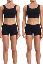 3 Pack- Black Bonded Kit: 1 Compression Top + 2 Invisible Boy Shorts for Tomboy, Transgender Men, FTM, Non-binary