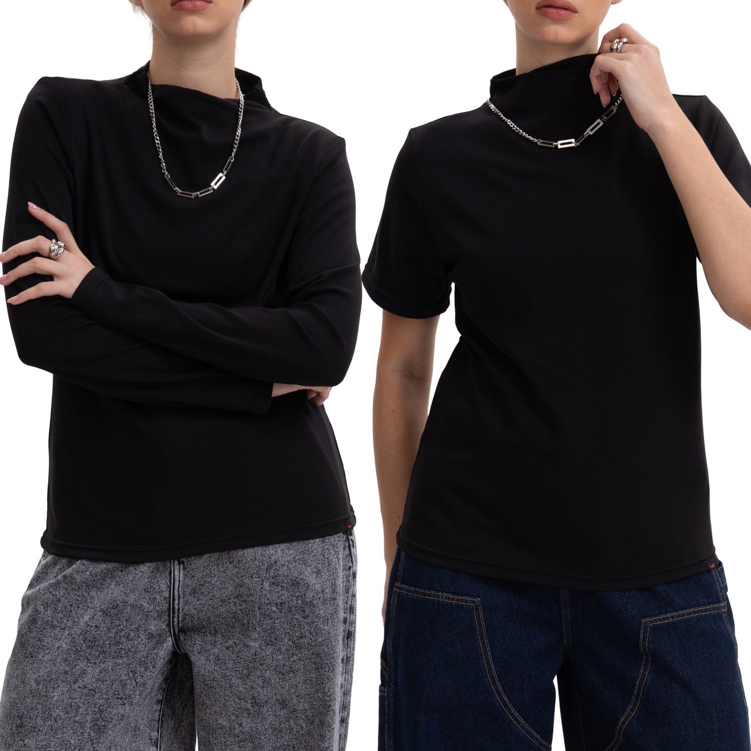 2 Pack- Right-Angle Tee (Short + Long Sleeve) for Tomboy, Transgender Men, FTM, Non-binary