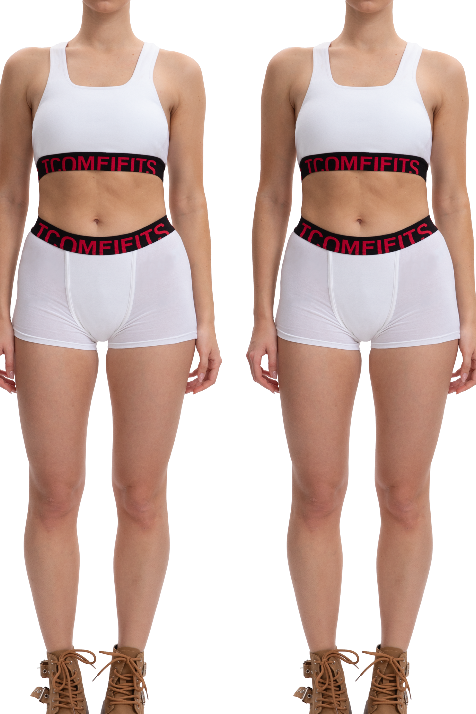 3 Pack- White Cotton Essentials Kit: 1 Soft Essentials Soft Bra + 2 Signature Boy Shorts, for Tomboy, Transgender Men, FTM, Non-binary